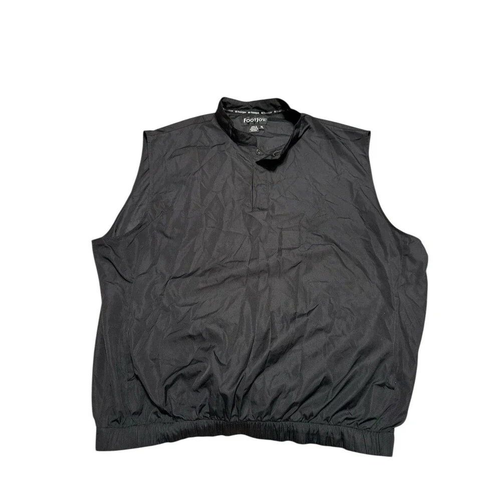 FootJoy FJ Sleeveless Vest Mens XL X-Large Black Quarter Snap Windbreaker Jacket
